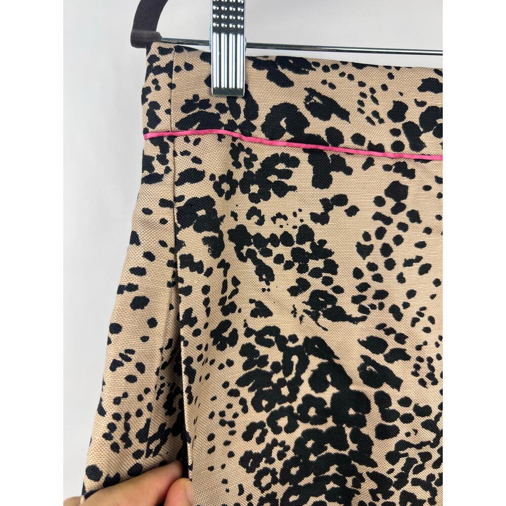J.Crew Linen Lyocell Animal Print Shorts Tan Black Pink Trim High Rise Size 12 - Picture 4 of 12
